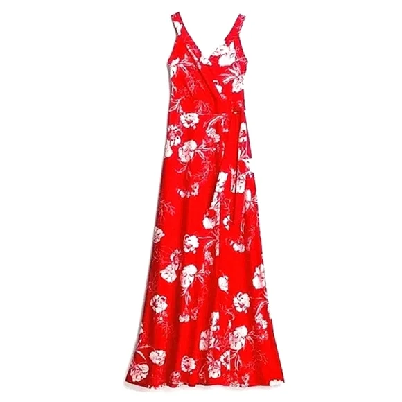Market & Spruce | Dresses | Market Spruce Hellena Faux Wrap Red And White  Knit Maxi Dress | Poshmark